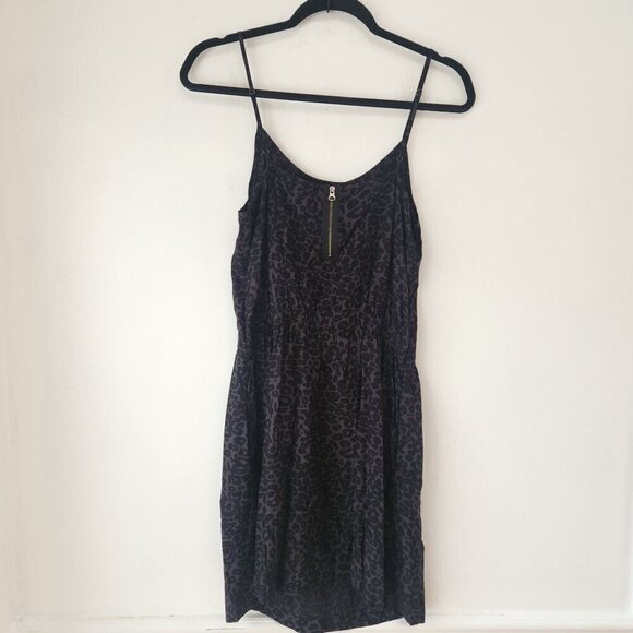Madewell Eliot Black Leopard Print Sleeveless Dress Cocktail Mini Dress Size 4 - Picture 2 of 10